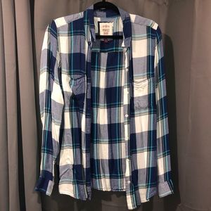 Blue, Green & White Plaid flannel